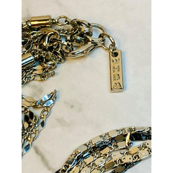 WHBM Multi-Layer Silver-Tone Statement Necklace With Rhinestone Accents -89 - Picture 5 of 6